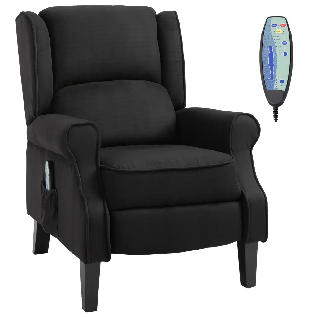 Homcom Wingsupport Heated Vibrating Massage Chair Accent Sofa Vintage Upholstered aosom business