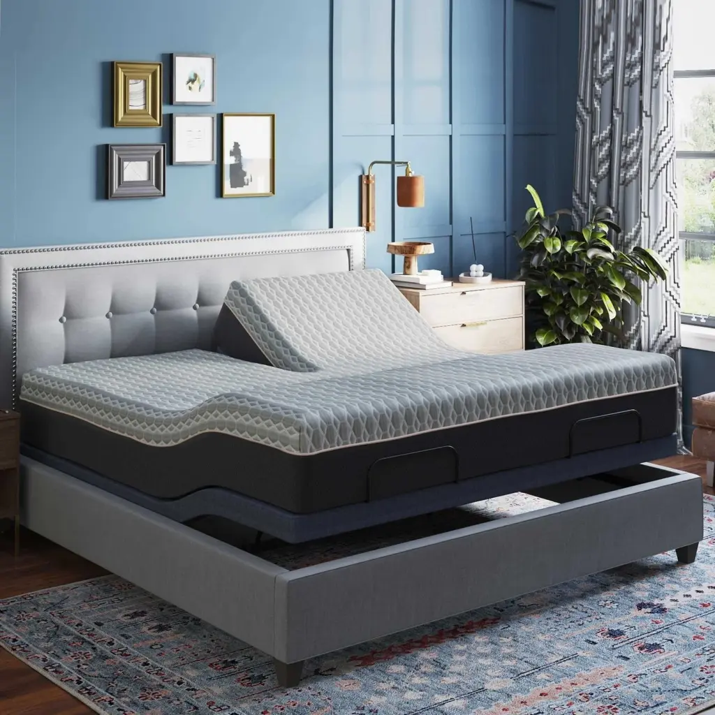 Copper Lux 12 Inch Split Top King Mattress Grey Black Foam omne sleep
