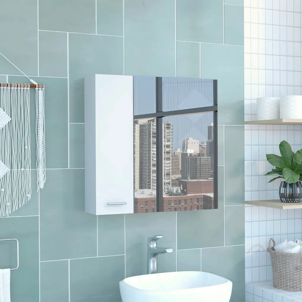 23H Double Door Medicine Cabinet Four Interior Shelves White depot e-shop