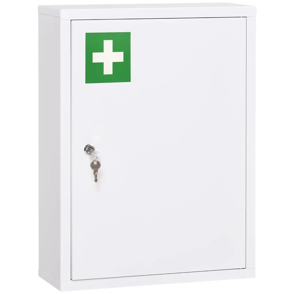 Kleankin 16 X 21 Inch Wall Medicine Cabinet Lock 3 Tier Steel Storage Mirror aosom business