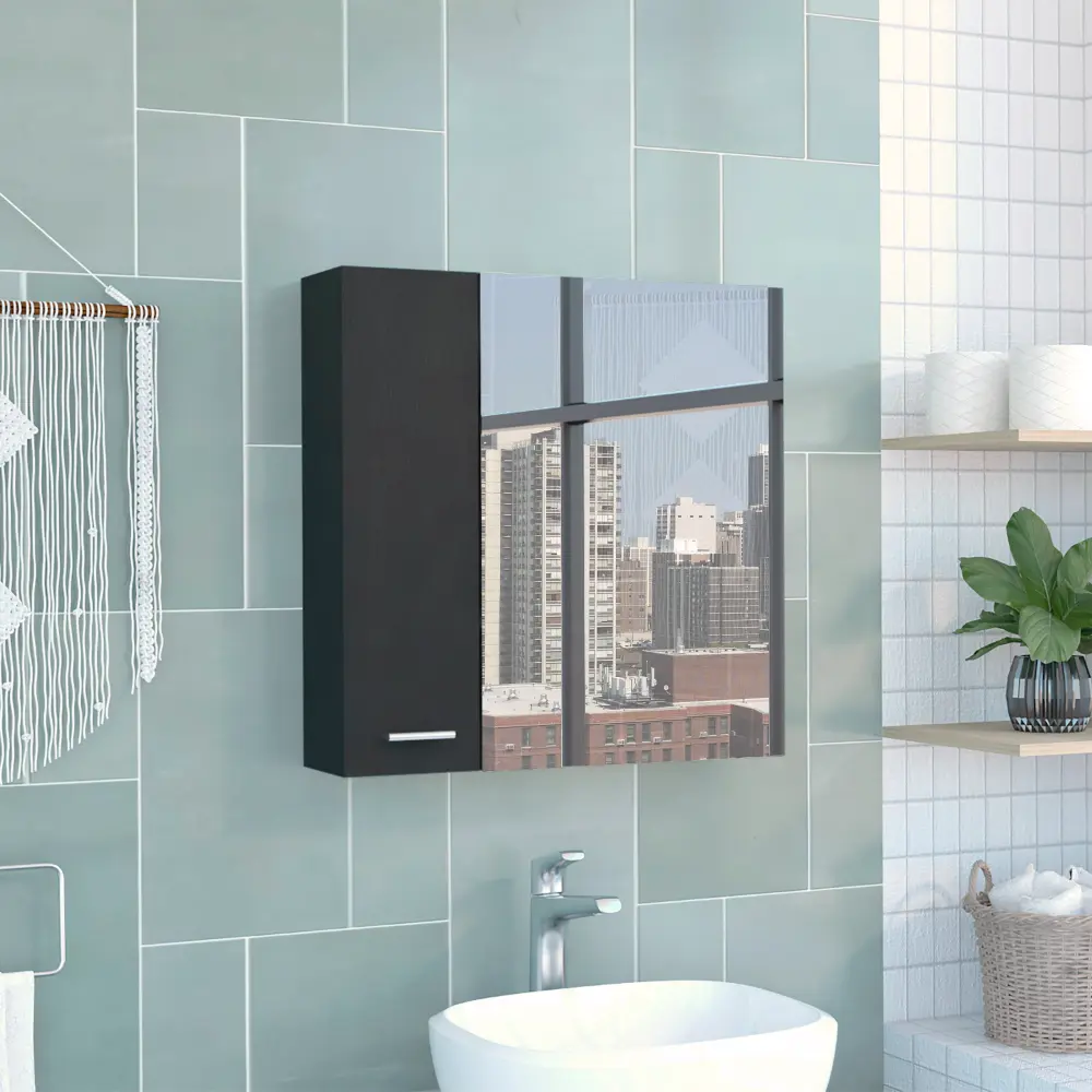 Medicine Double Door Cabinet 23" H Four Interior Shelves Black Finish depot e-shop