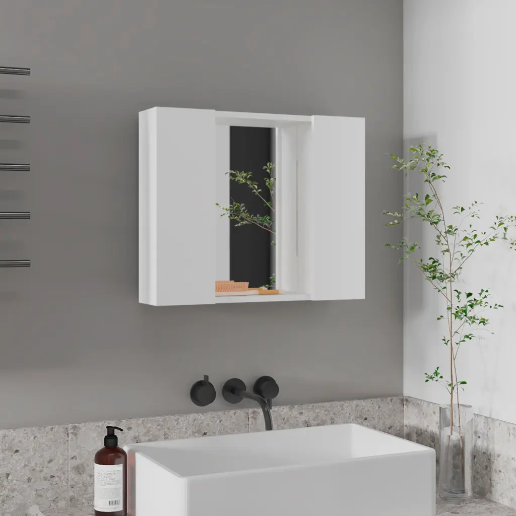 Ellegrini 1 Drawer Medicine Cabinet White Particle Board furniture max