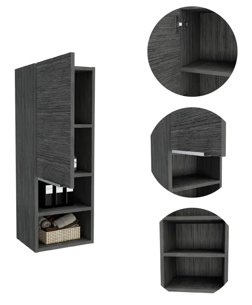 Smokey Oak 2-Shelf Medicine Cabinet Gray Particle Board furniture max
