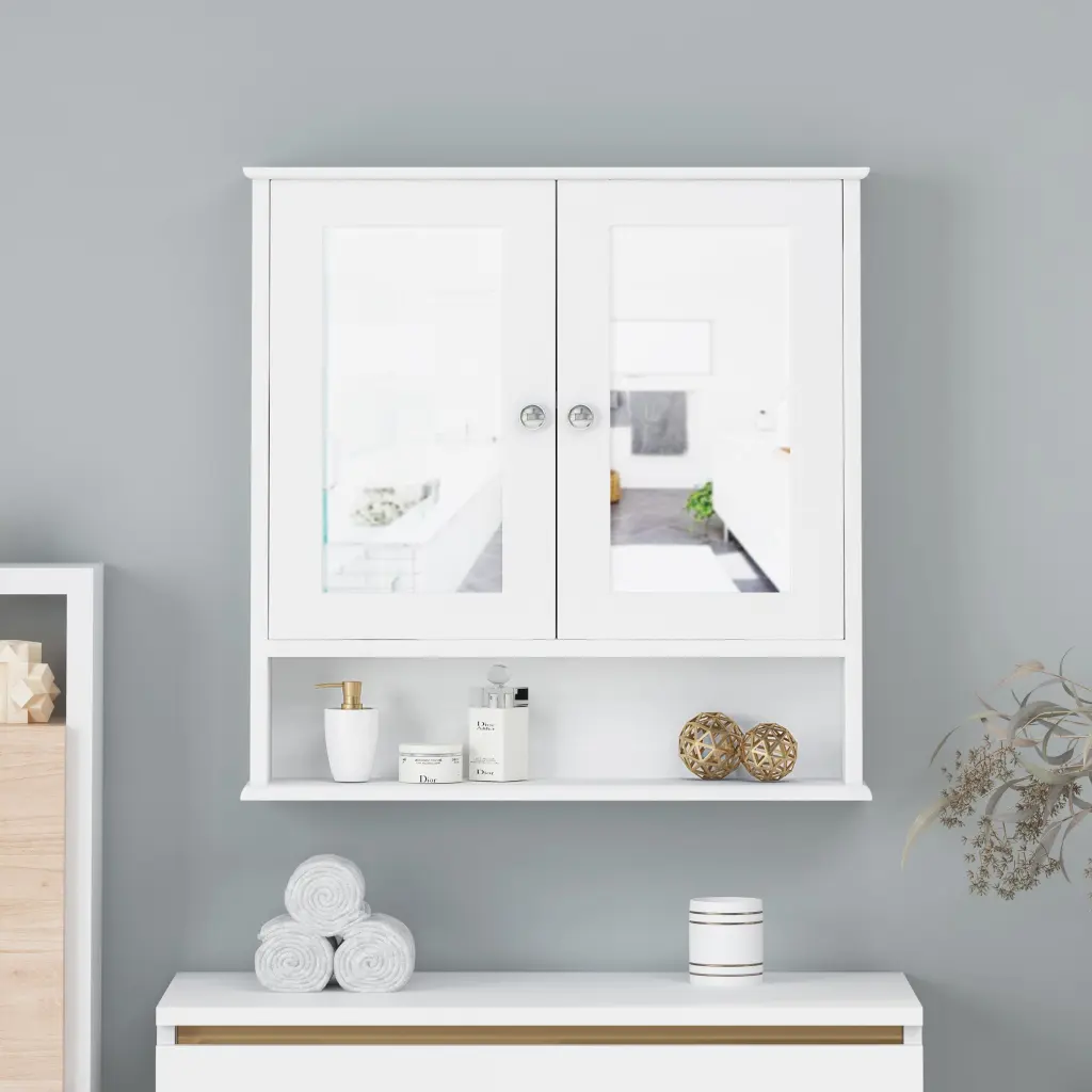 Medicine Cabinet White Mdf Wall Mounted Bathroom Storage nh-bo