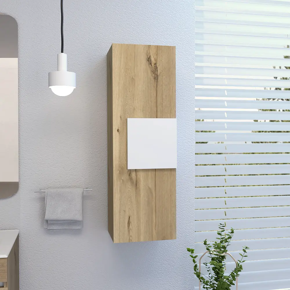 Medicine 38H Single Door Cabinet Three Shelves Light Oak White rta mubles colombia