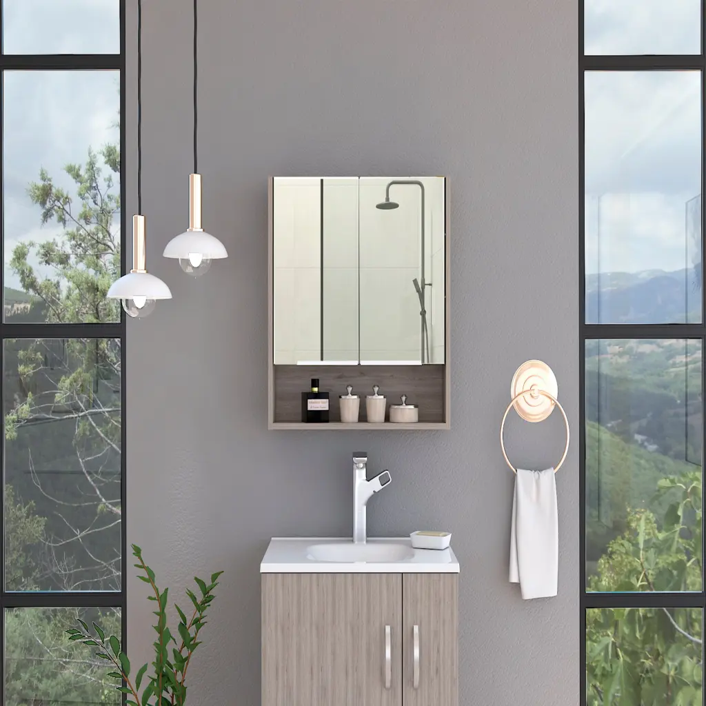 Mirror Medicine Cabinet One Open Shelf And Three Interior Shelves Light rta mubles colombia