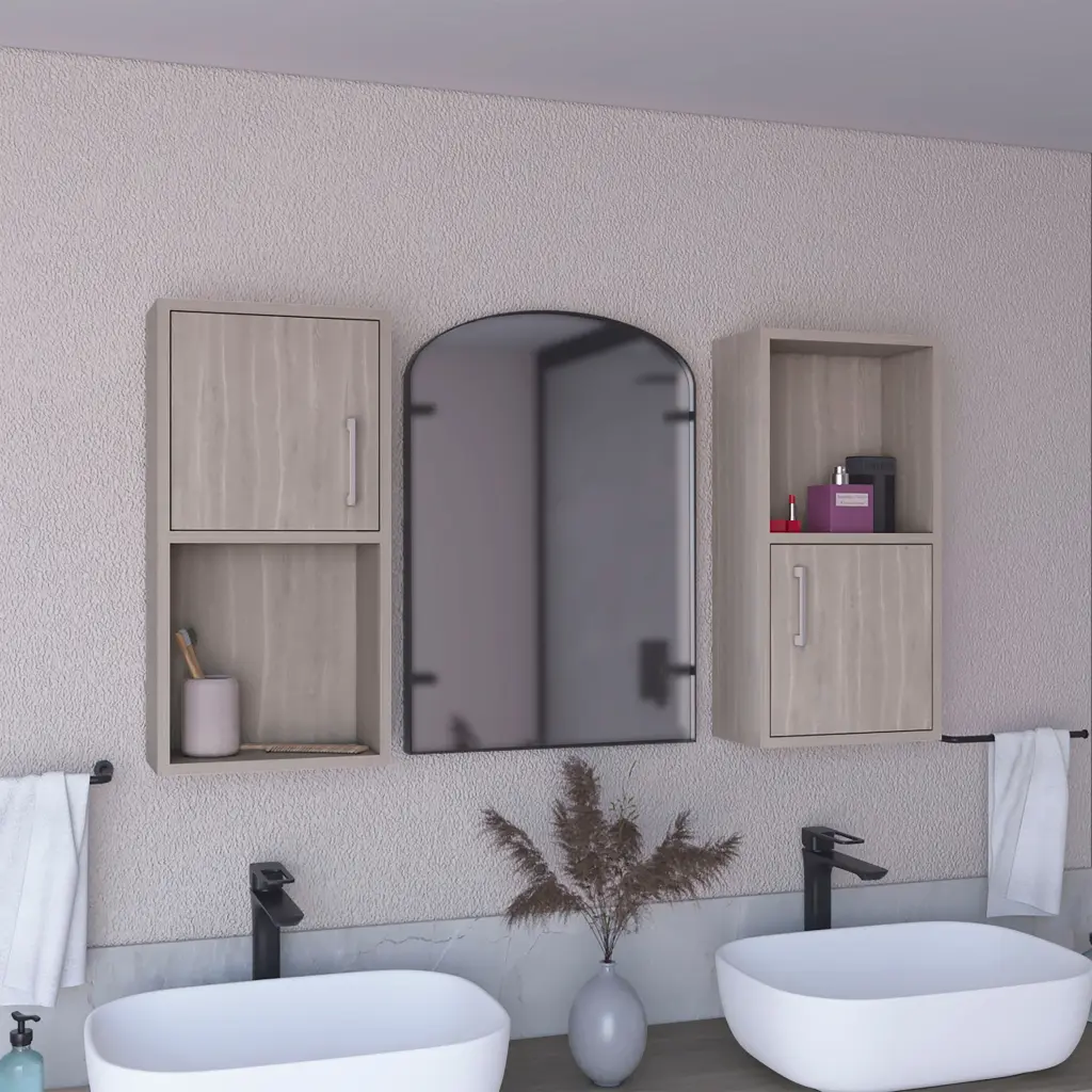 Wall Mounted Bathroom Medicine Cabinet EAK 24" H Two Doors Two Shelves Mirror rta mubles colombia