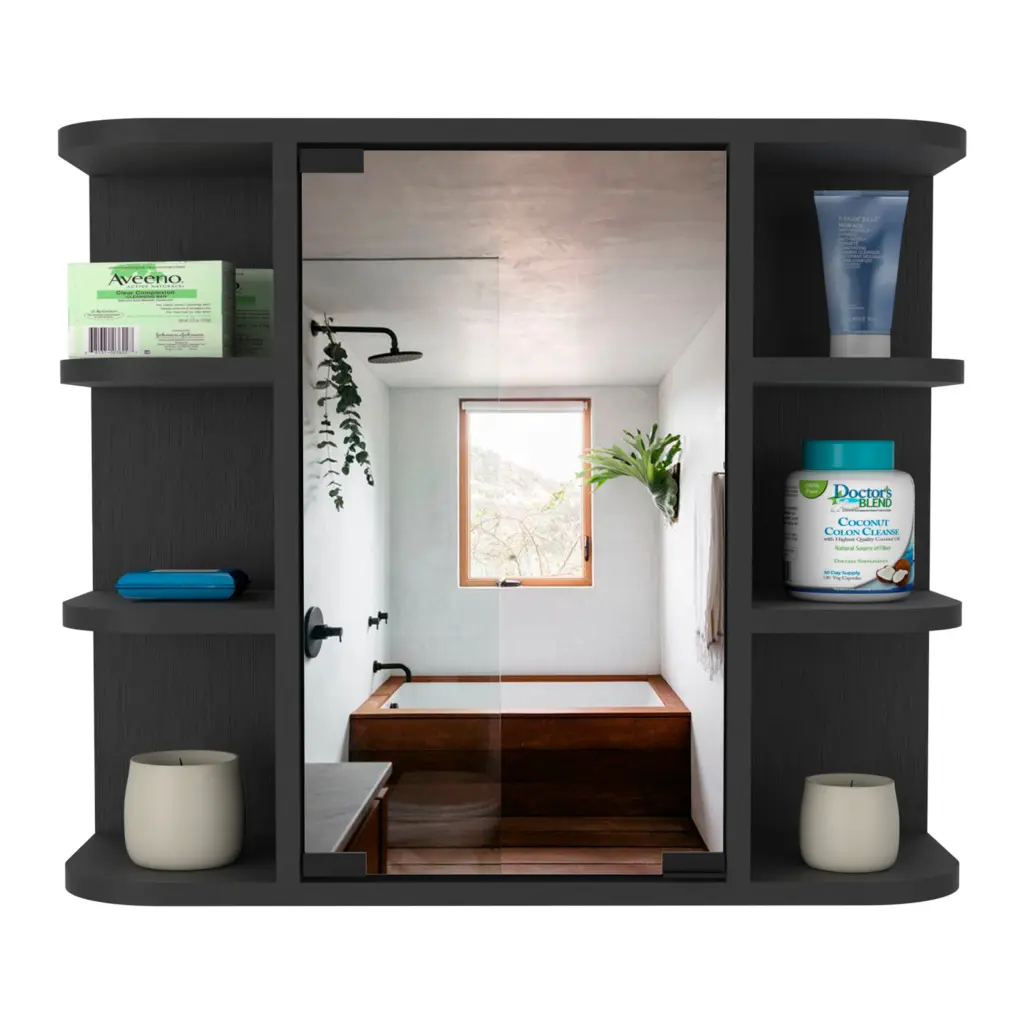 Medicine Cabinet Milano Six External Shelves and Mirror treevol furniture