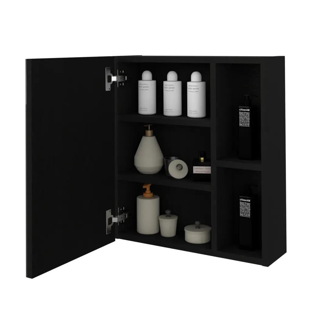 Medicine Cabinet Mirror Clifton Five Internal Shelves Black Wengue treevol furniture