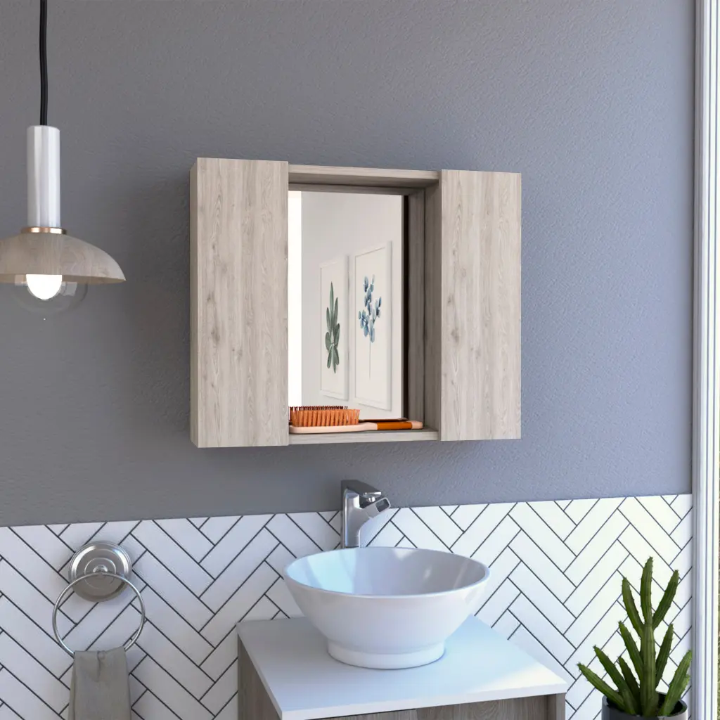 Artemisa Double Door Medicine Cabinet Mirror and External Shelf tuhome