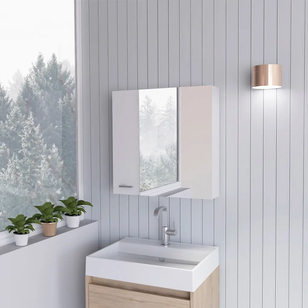 Sines Medicine Cabinet Four Internal Shelves Double Door White tuhome