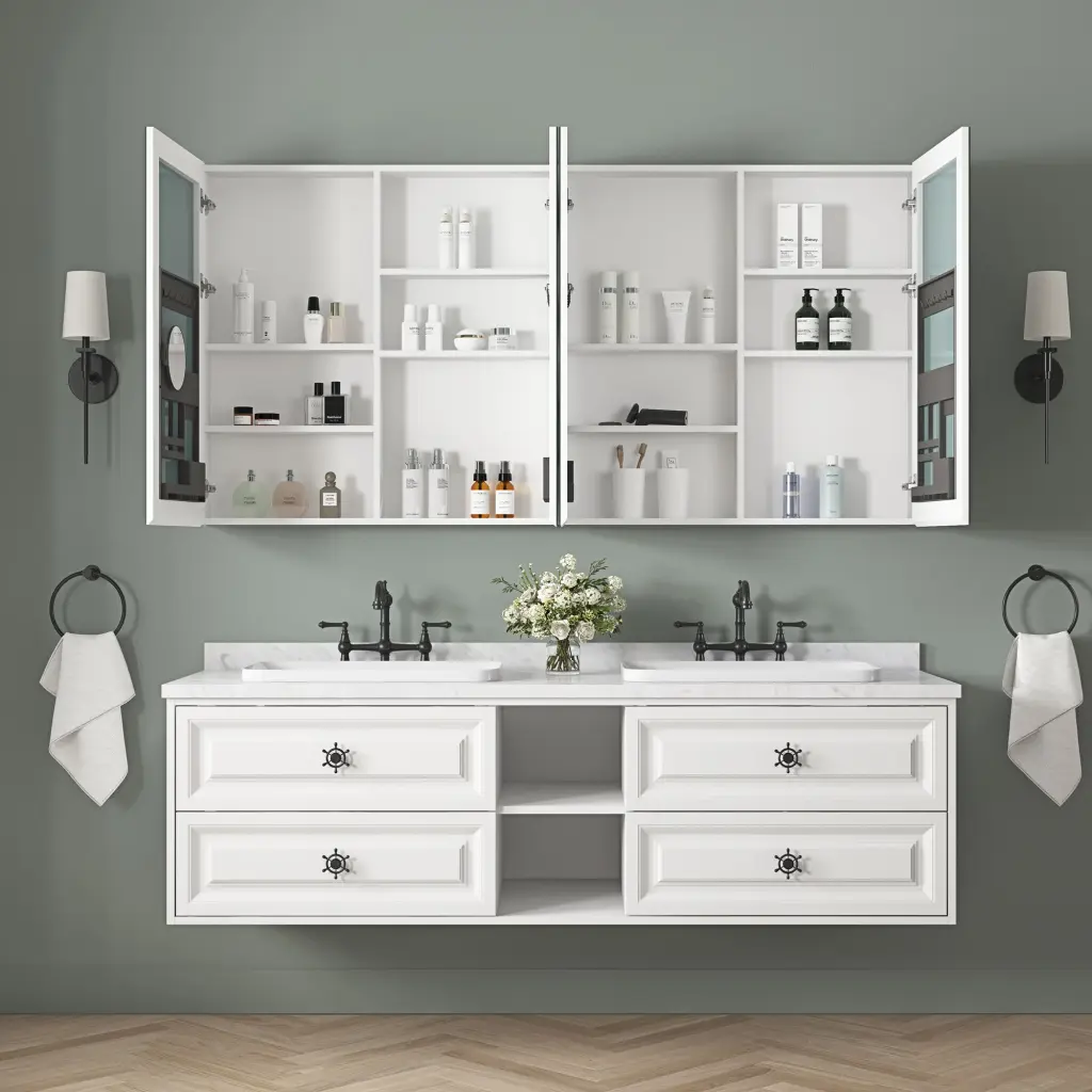 72" W X 36" H Bathroom Mirror Medicine Cabinet Wooden Door w928 dongtu group