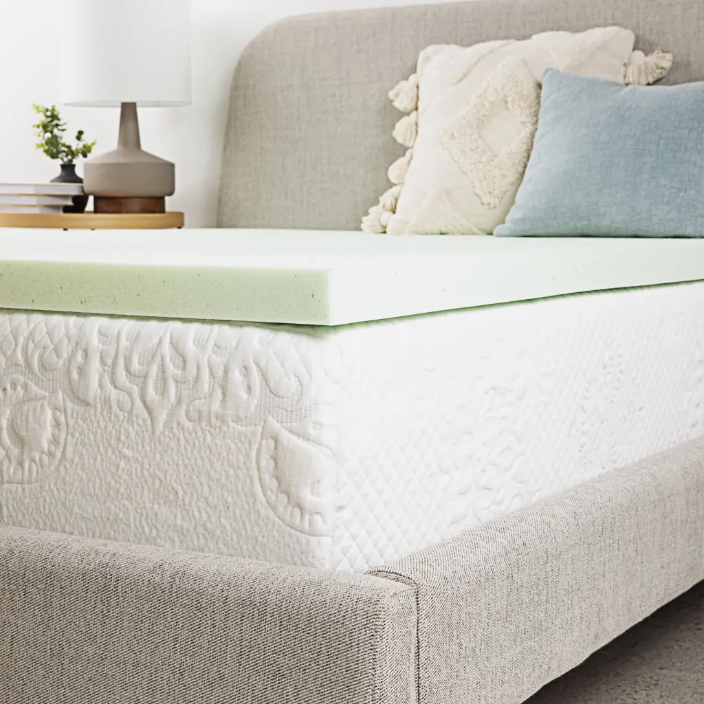 2 Inch King Size Cool Gel Memory Foam Mattress Topper Light Green bridgevine home