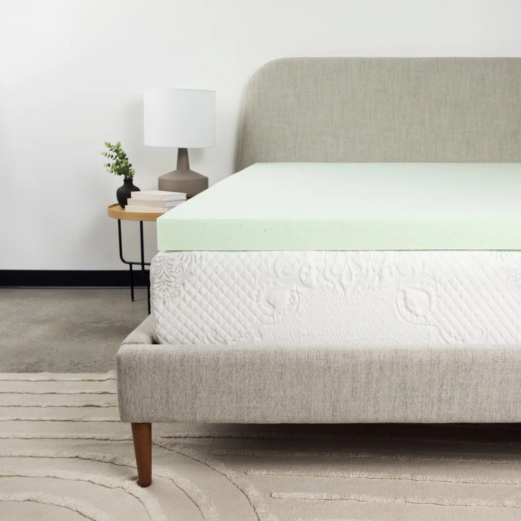 3 Inch King Size Cool Gel Memory Foam Mattress Topper Light Green Bedroom Comfort bridgevine home