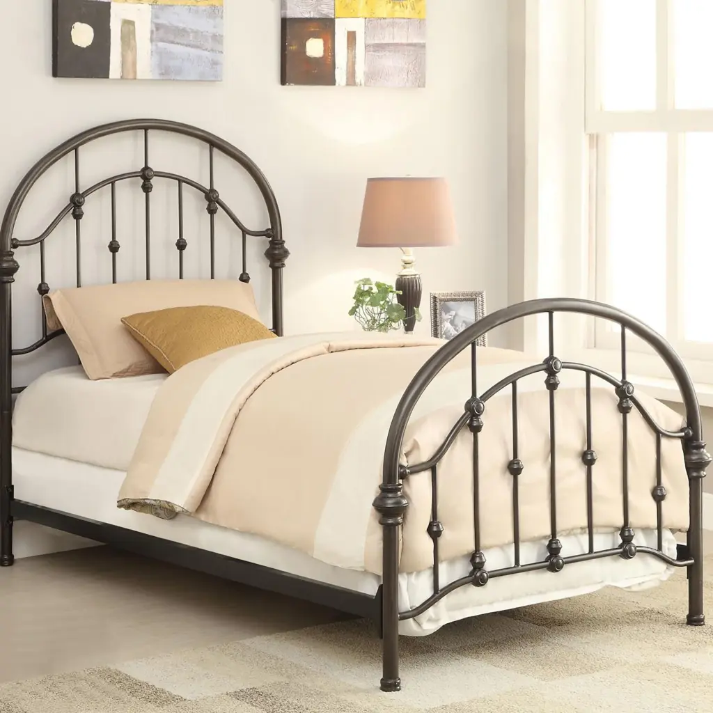 Dark Bronze Metal Twin Bed Frame Box Spring Required Twin Bronze Bedroom Furniture furniture max