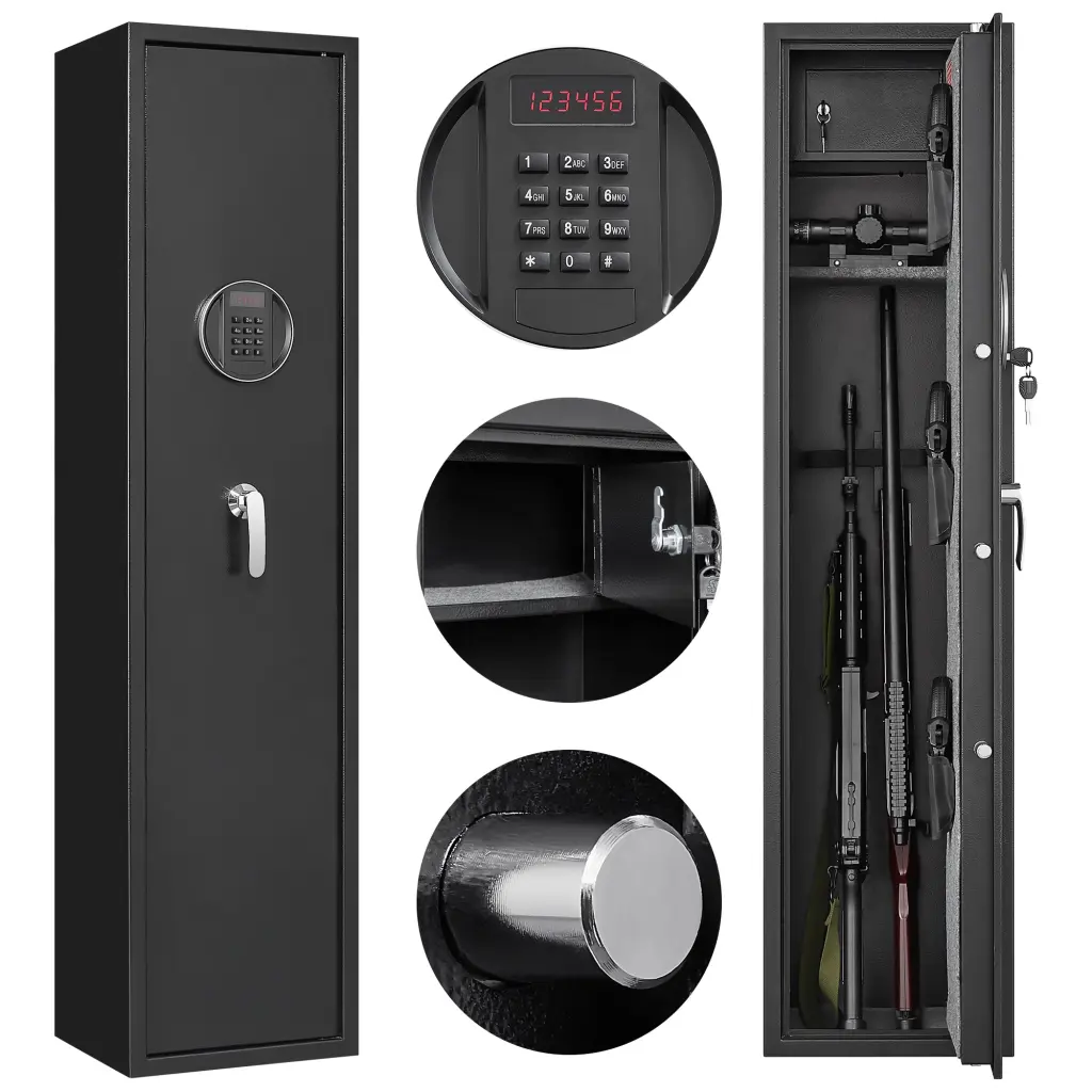 Black Steel Cabinet Inner Secure Box, LED Lights, Removable Shelves onstar office furniture