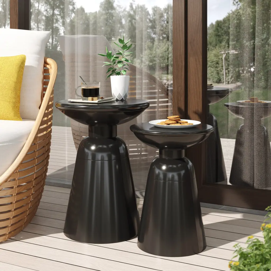Metal S 2 End Table Black Iron Side Table Living Room Bedroom nh-gardenpara