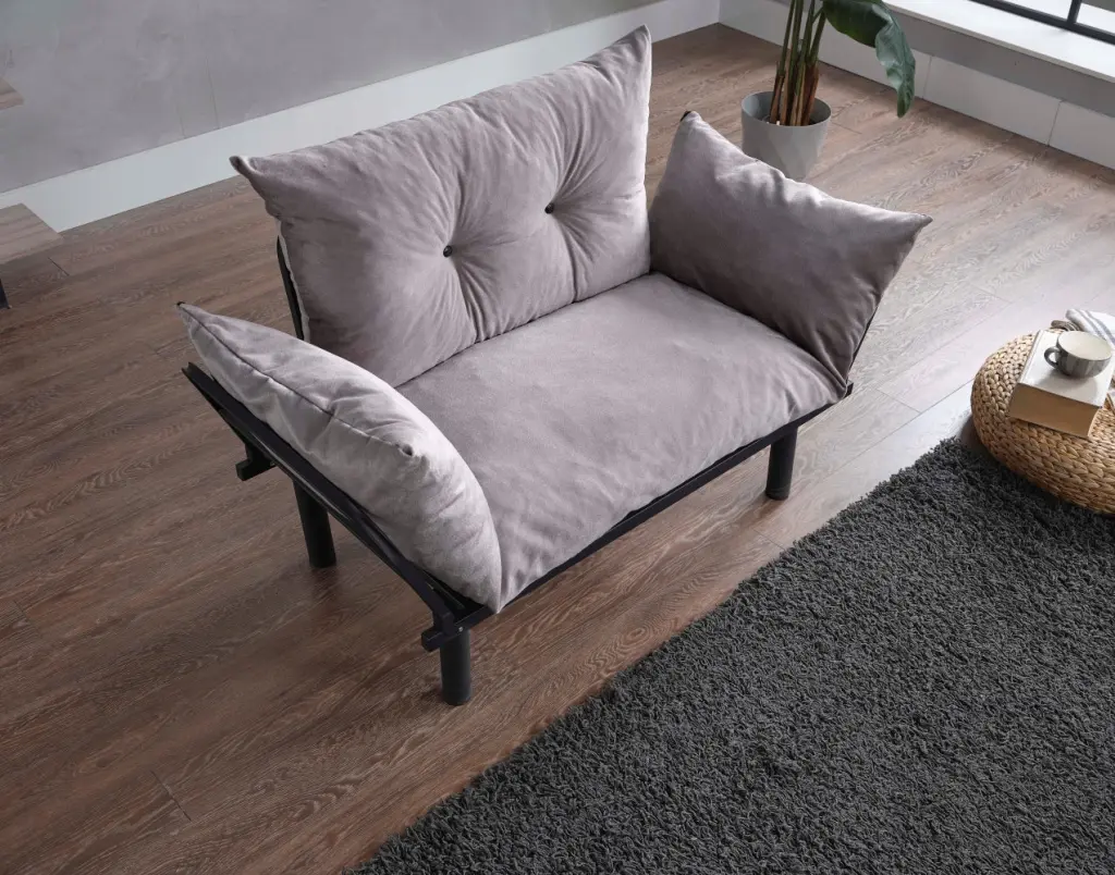 Sona Futon Beautiful Seat Gray Metal Small Spaces furnia