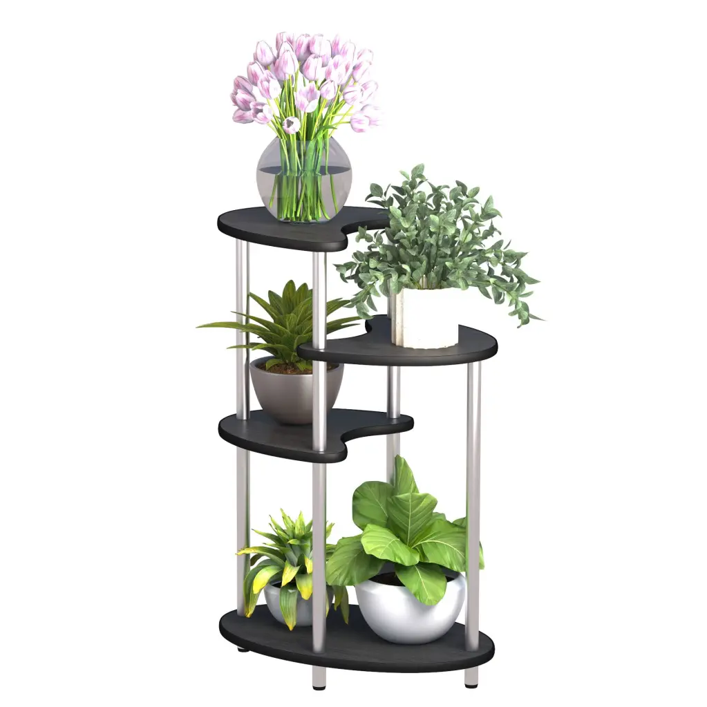 4 Tier Metal Plant Stand Foldable Tall Iron Art Corner Plant Holder w2181