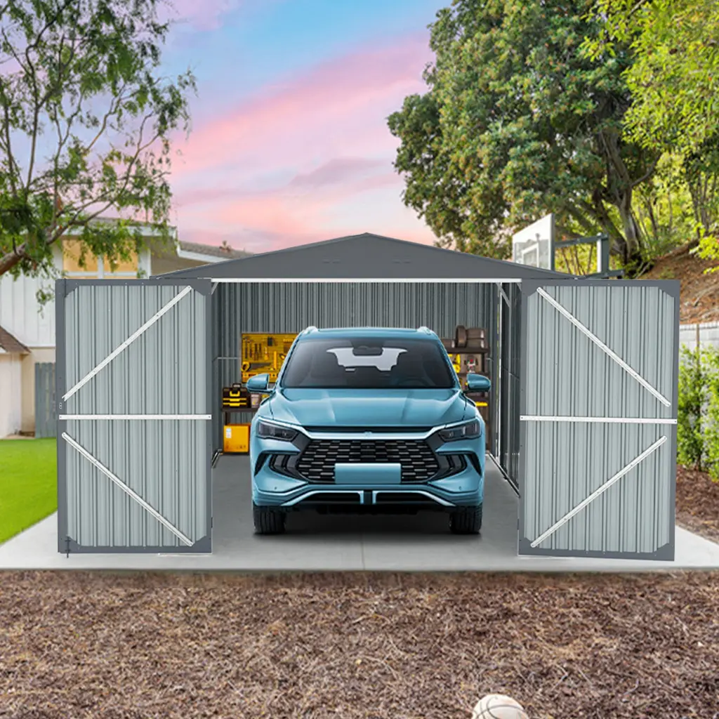 Outdoor Storage Shed 20X10 Ft Metal Garden Shed Backyard Functionality Tool Storage chery