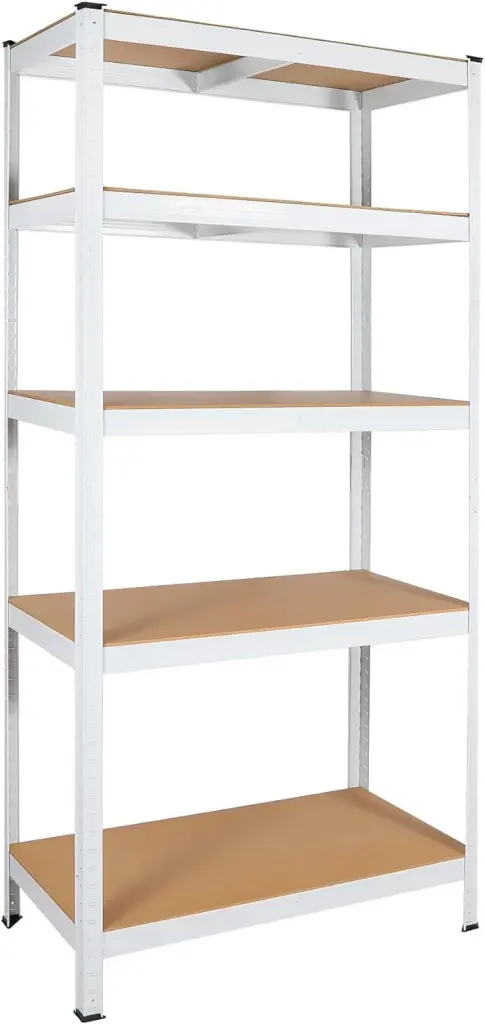 5 Tier Laminated White Metal Shelving Unit Adjustable Garage Storage Shelf qdxfl