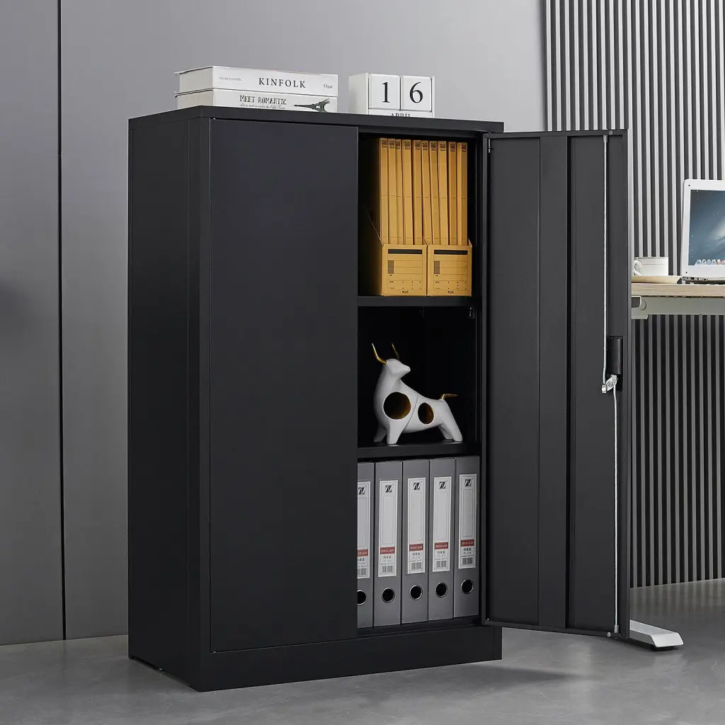 Metal Storage Cabinet Locking Doors And Adjustable Shelf Folding Design rnb