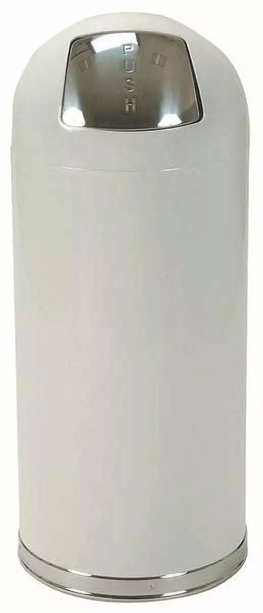 1Pack ToughGuy 4PGG1 15 gal. Steel Round Trash Can. White Tough Guy
