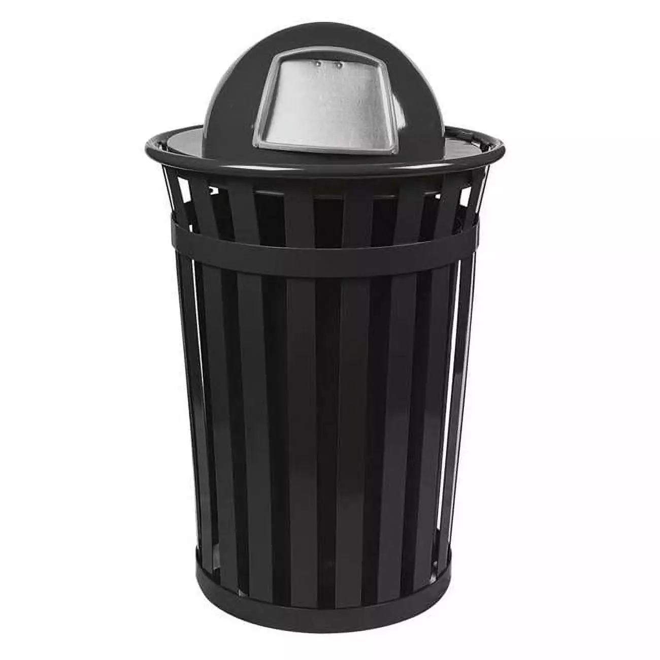 Witt Industries M3601-DT-SLV Oakley Basic Slatted Metal Waste Receptacle Dome Top Lid - 36 Gallon