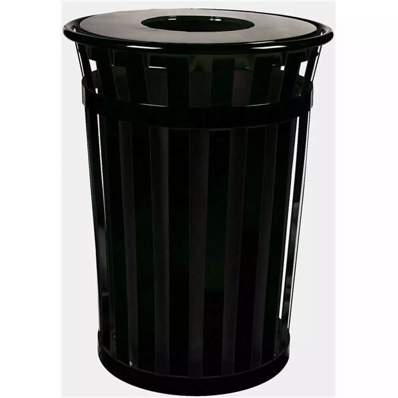 Witt Industries M3601-FT-SLV Oakley Basic Slatted Metal Waste Receptacle Flat Top Lid - 36 Gallon