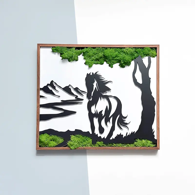 Horse Moss Metal Wall Art Green Iron Modern Home Decor Living Room rnb