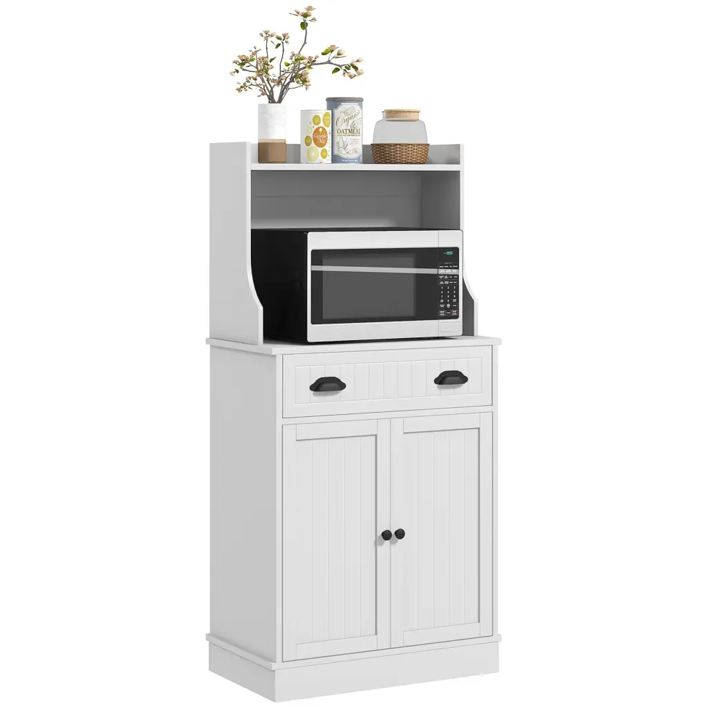 Homcom Microwave Cabinet Storage Drawer Double Door Cabinet and Adjustable Shelves aosom business