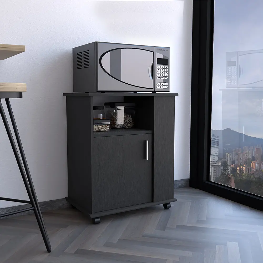 Clayton Kit Lower Microwave Cabinet Black Modern MDF Shelf Dining Room Storage rta mubles colombia
