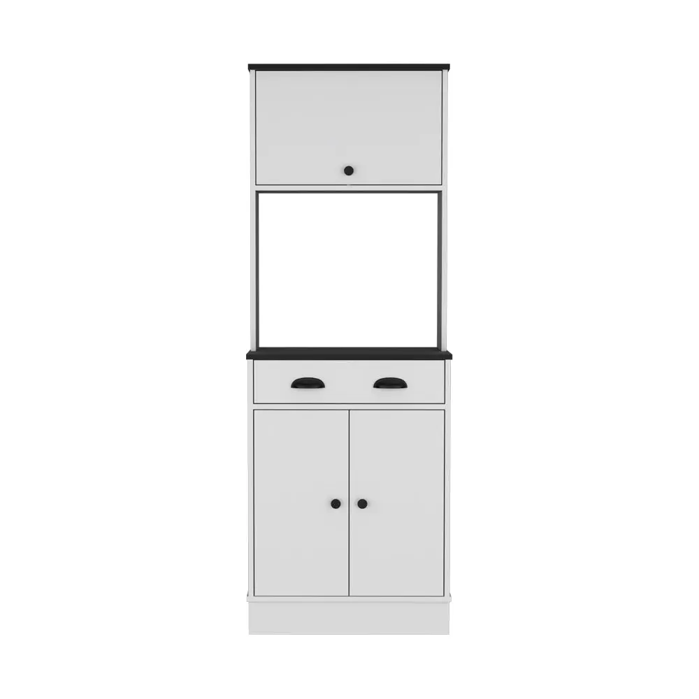 Pantry Cabinet Microwave Stand Warden White and Black Kitchen Storage treevol furniture