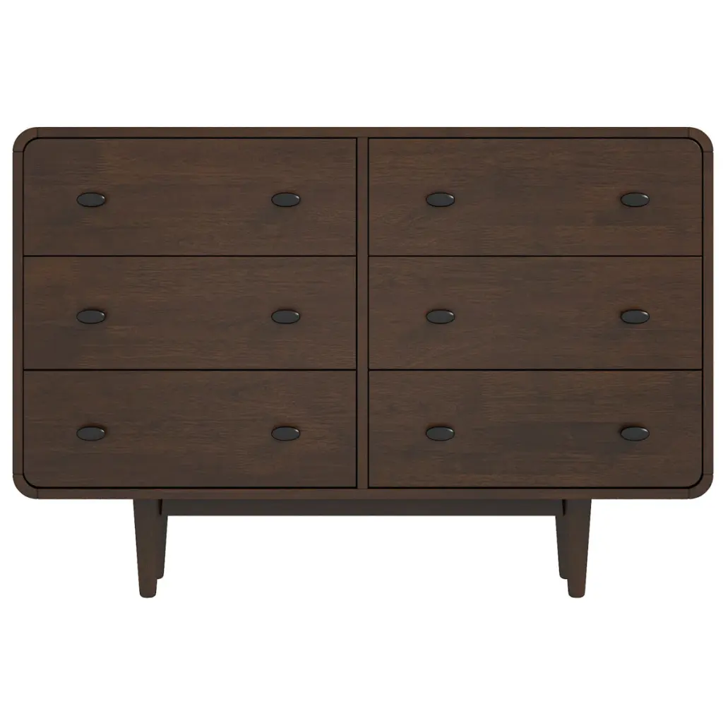 Alexa Mid Century Modern Dresser Brown Solid Wood ashcroft furniture