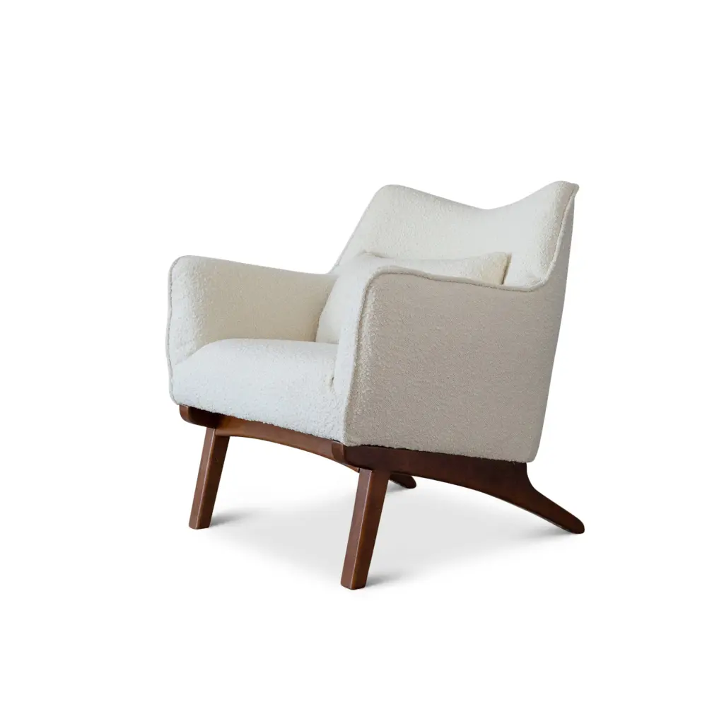 Brayden Mid Century Modern Armchair Beige Boucle Fabric Lounge Chair ashcroft furniture