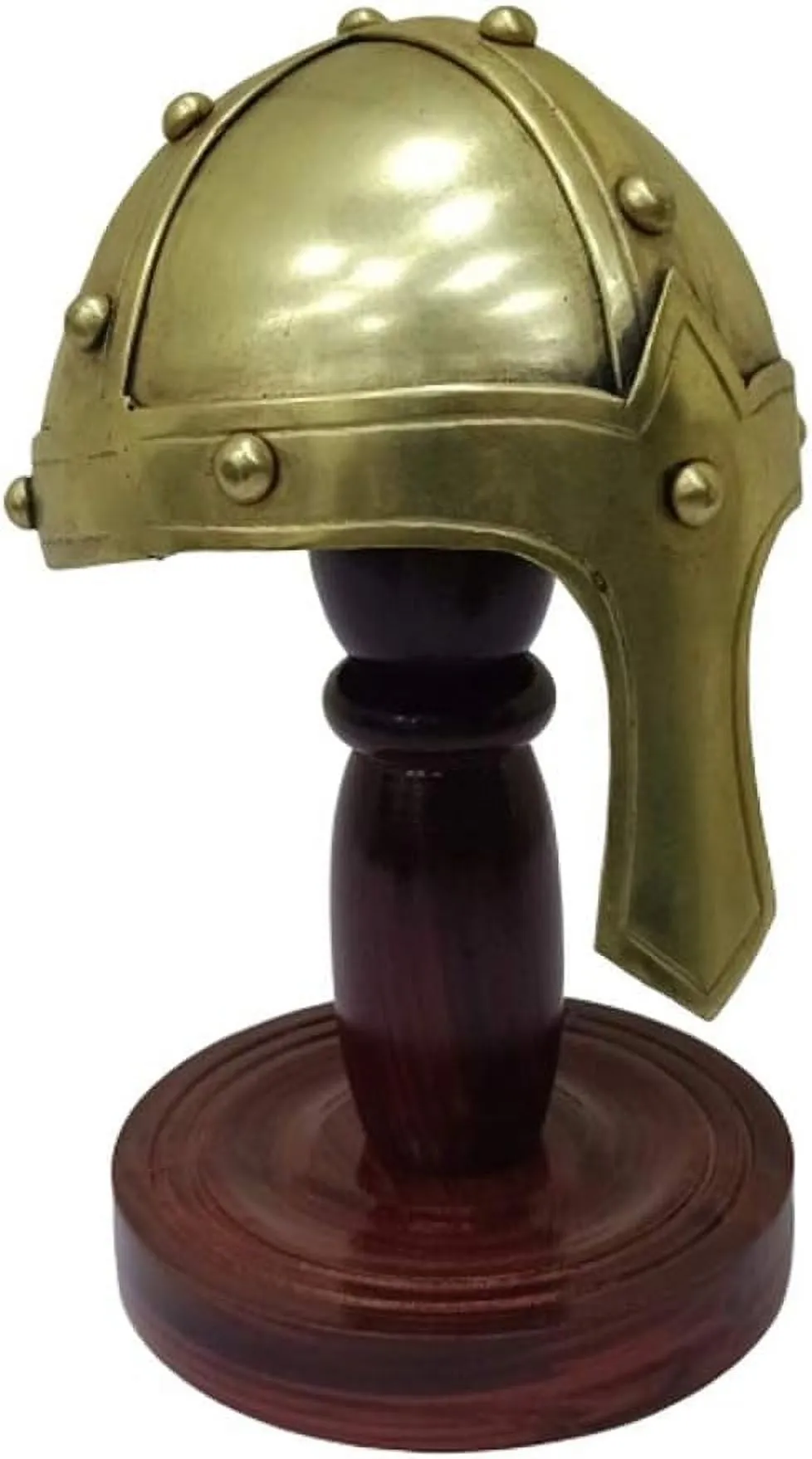 THOR INSTRUMENTS Medieval Mini Brass Norman Helmet Wooden Stand Office & Home Decor Rustic Vintage Home Decor Gifts