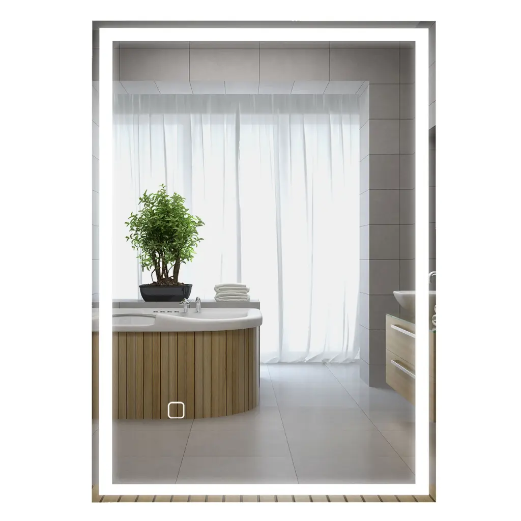 Homcom Dimmable Bathroom Mirror LED Lights 3 Colors Defogging Function aosom business