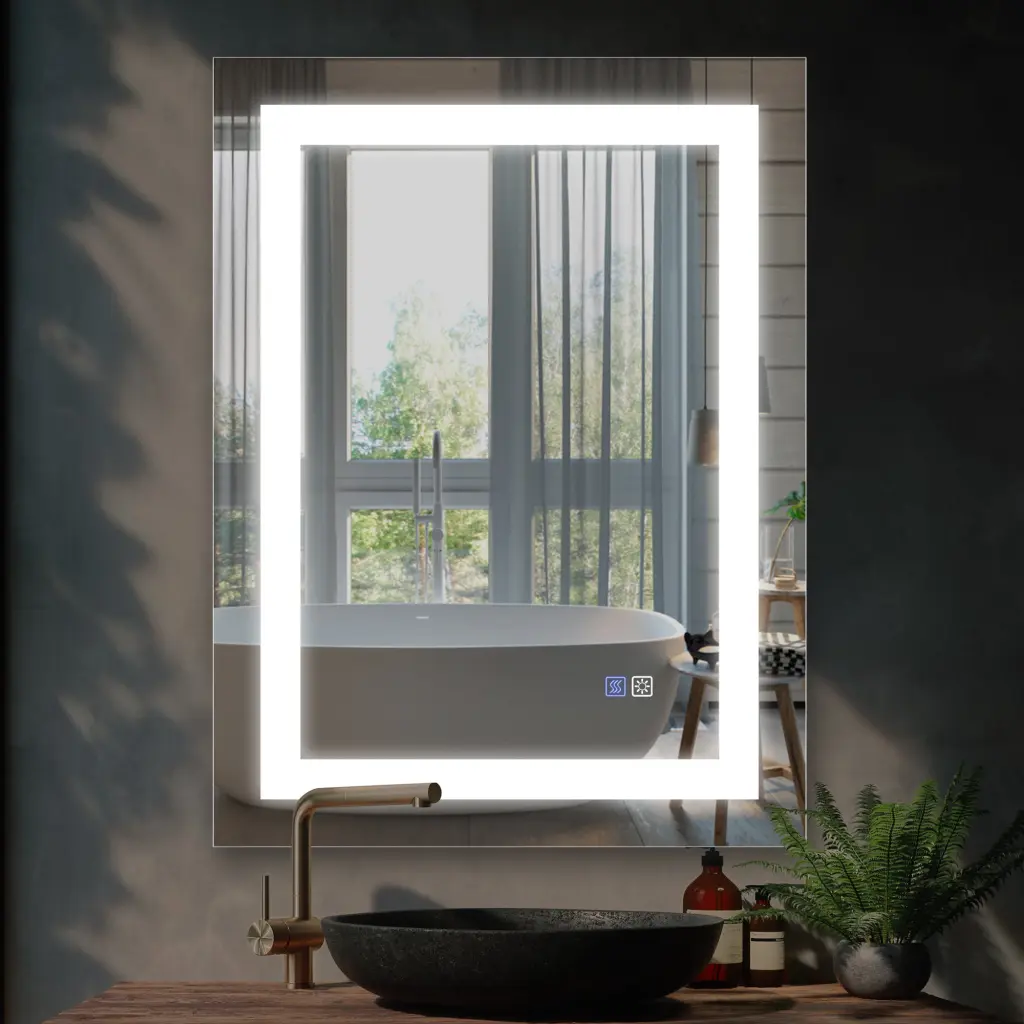 LED Bathroom Vanity Mirror 28x36 Inch Anti Fog Dimmable Light global chain solutions