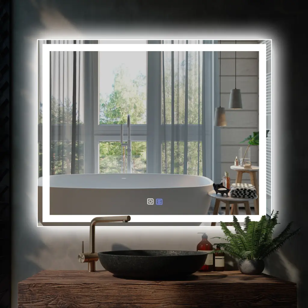 LED Bathroom Vanity Mirror Light 40x32 Inch Anti Fog Dimmable Modern global chain solutions