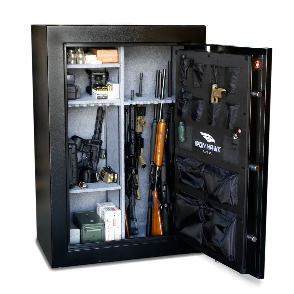 40 Inch Secure Matte Black Steel Modern Bathroom Mirror Anti Fog LED Lighting iron hawk safe