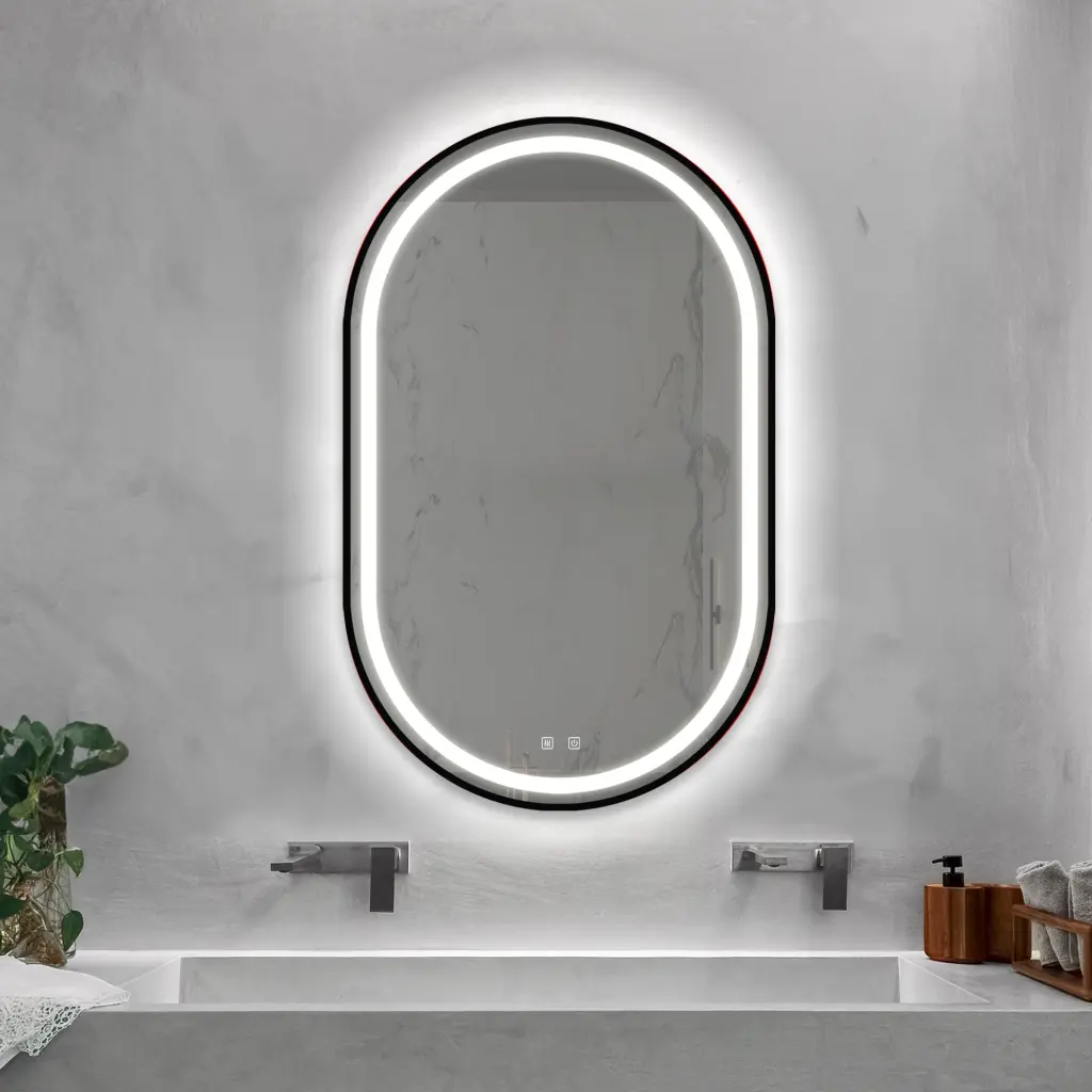 20X32 Inch Bathroom LED Vanity Mirror Concentrated Backlight Black Frame rnb