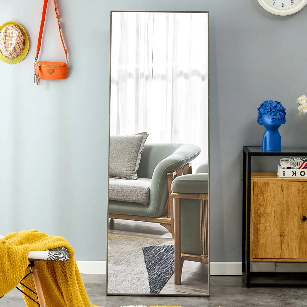 3Rd Generation Grey Solid Wood Frame Full Length Mirror Dressing Mirror rnb