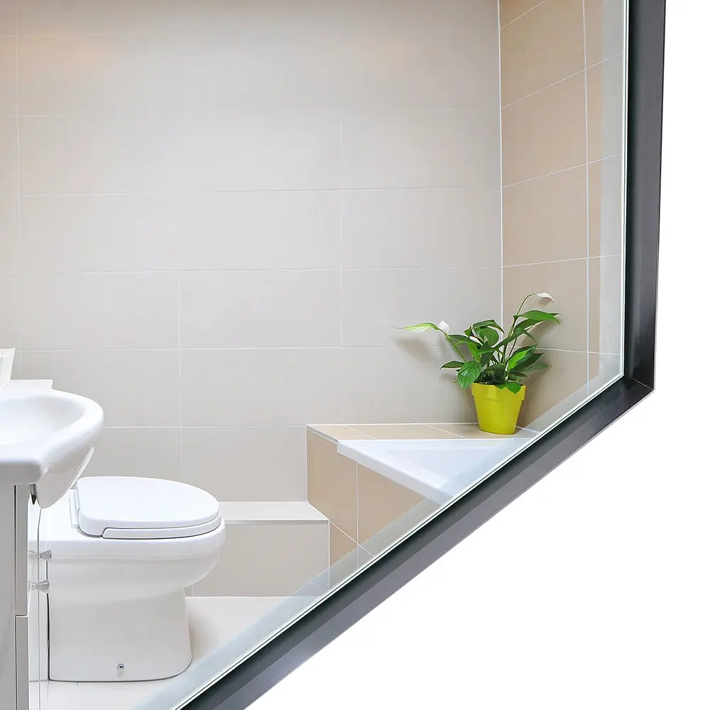 40X30Inch Glossy Black Bathroom Mirror Wall Rectangle Vanity Mirror Modern Design rnb