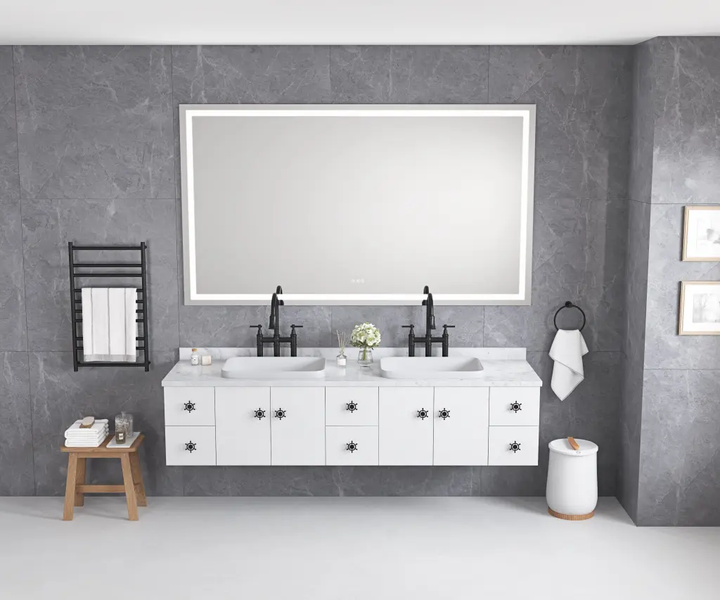 72 Inch W X 36 Inch H Frameless LED Single Bathroom Vanity Mirror Polished Modern Design rnb