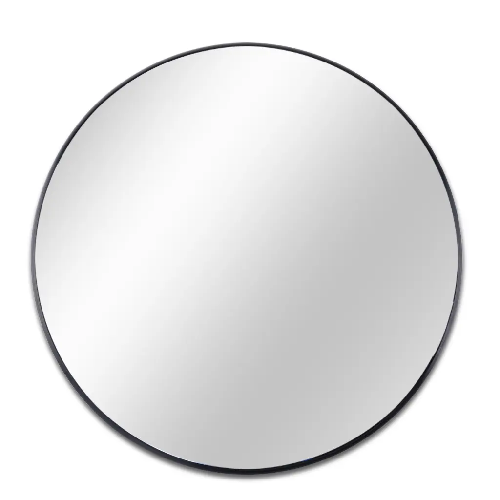 Black 24 Inch Metal Round Bathroom Mirror Timeless MDF Aluminium Frame Modern Design sdkoa