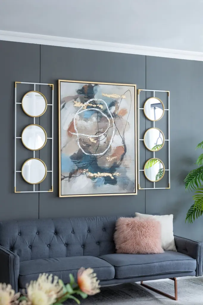 15.5x43.5 Inch Gold and White Frame Mirror Wall Decor w2078