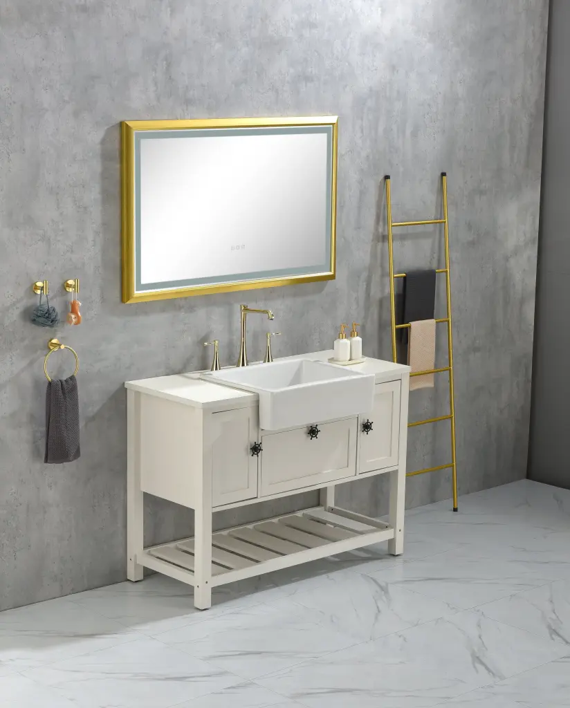 42 Inch W X 24 Inch H Oversized Rectangular Framed LED Mirror Anti Fog Bathroom Mirror w928 dongtu group