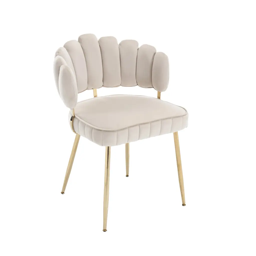 Coolmore Accent Chair Leisure Single Chair Golden Feet Ivory Velvet Modern Living Room Furniture w1539 coolmore