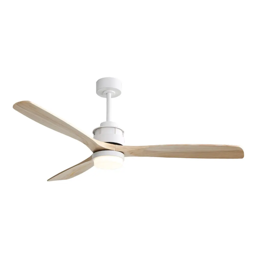 60 Inch Ceiling Fan Dimmable LED Light 3 Solid Wood Blades Remote Control
