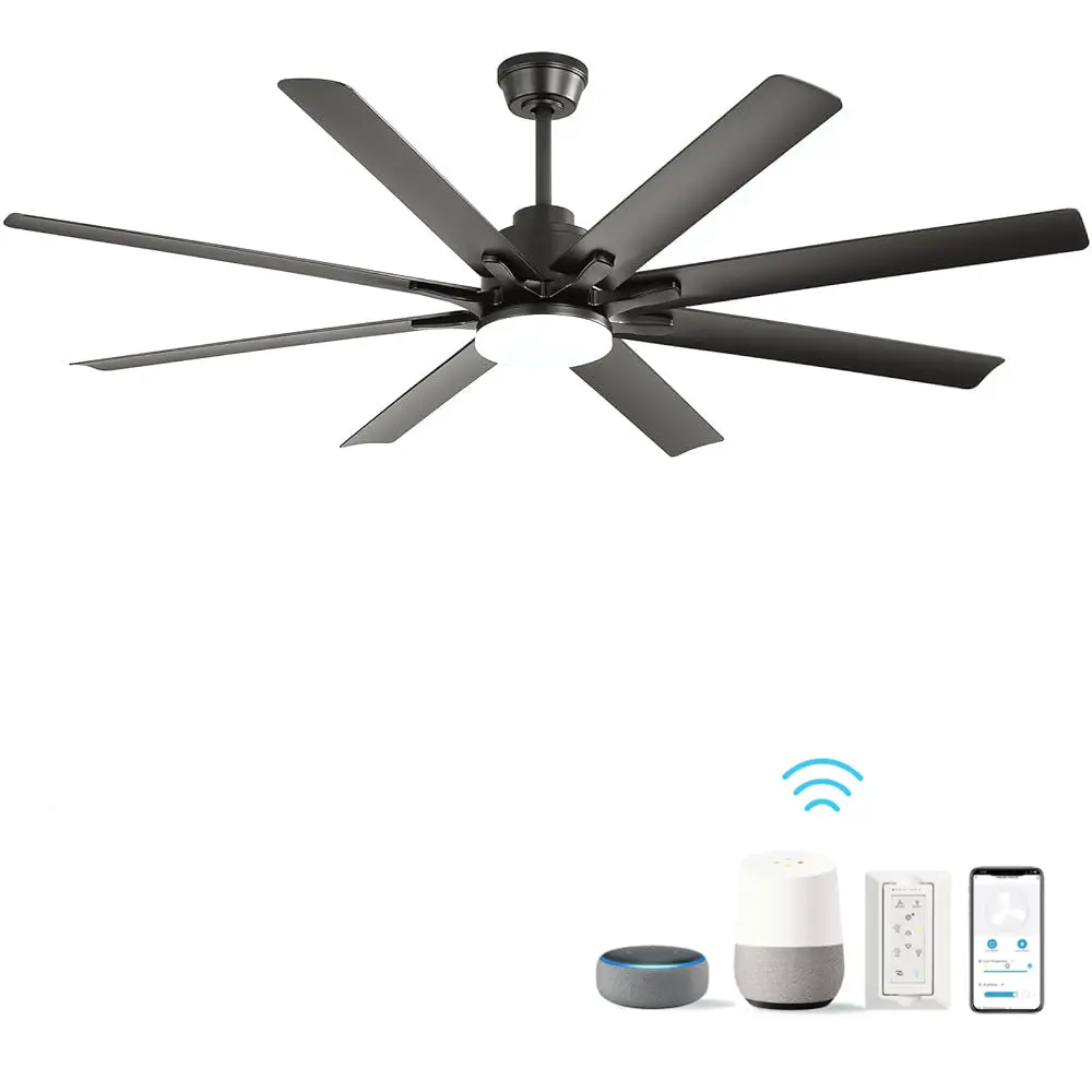 66 Inch Modern Ceiling Fan Dimmable LED Light and Remote Control